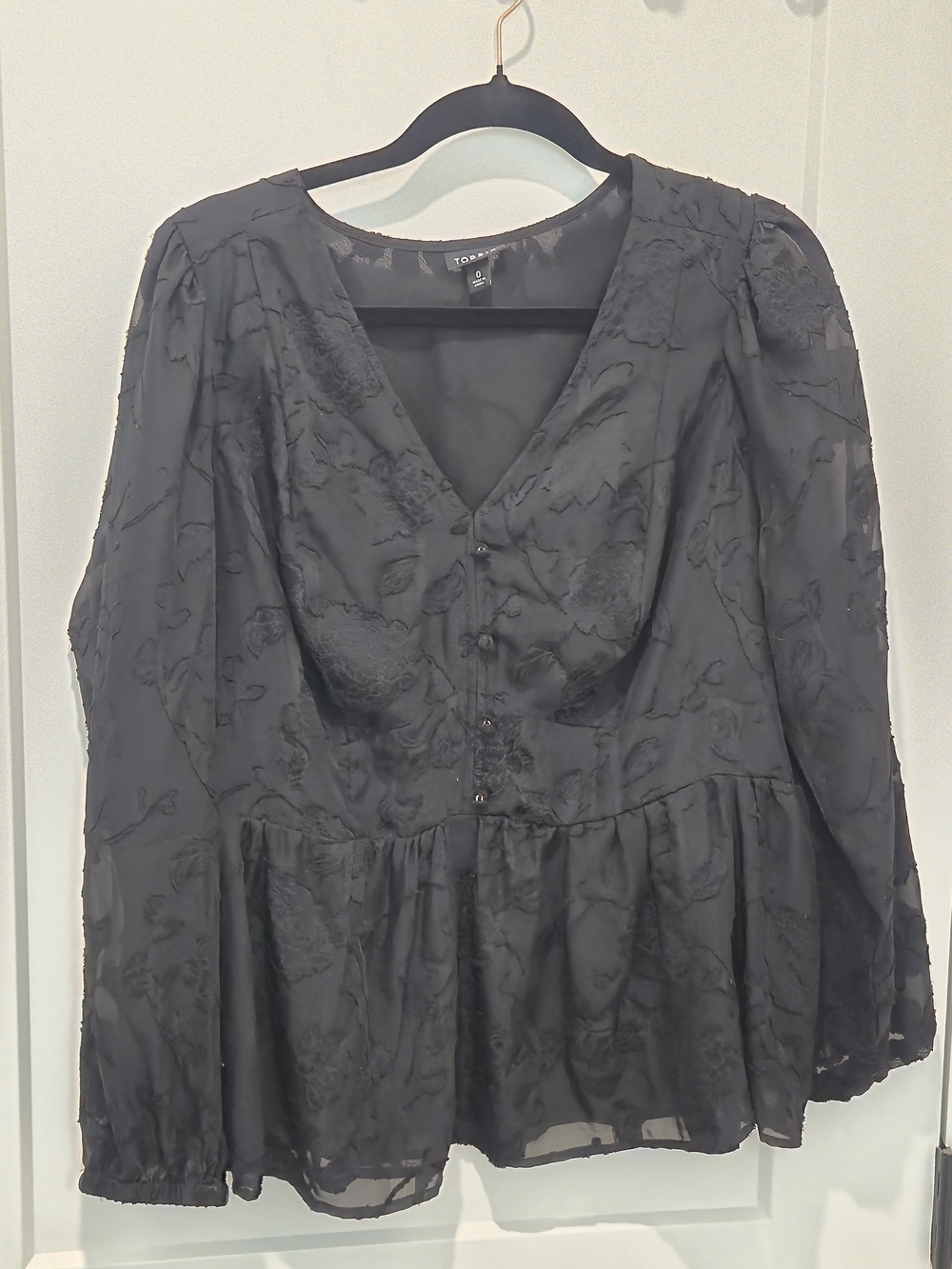 torrid Black Textured V-Neck Peplum Blouse